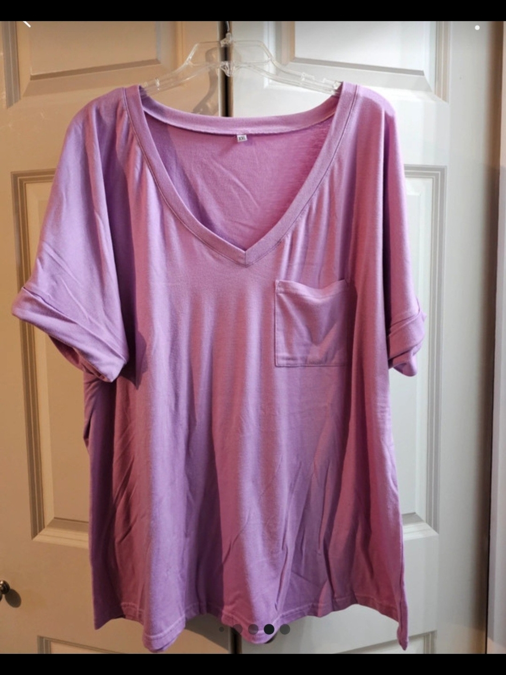 Relaxed V‑Neck Pocket Tee in Lavender NWOT